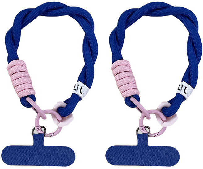 엘쏘 도난방지 컬러플 투컬러 디자인 핸드폰 스트랩, 블루, 2개