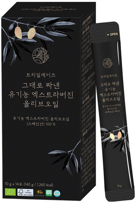 트리밀데이즈 그대로 짜낸 유기농 엑스트라버진 올리브오일 14p, 140g, 1개