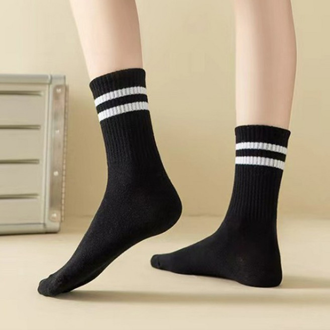 엘쏘 여성용 패션 중목 투라인 스트라이프 양말 10켤레 세트