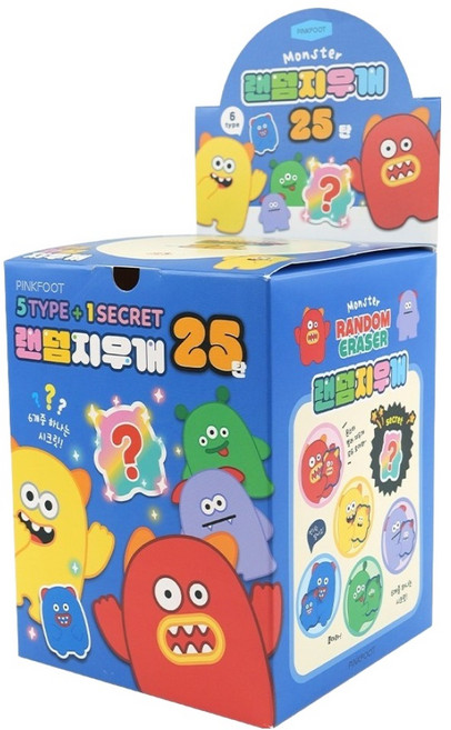 핑크풋 랜덤지우개 25탄 60p 세트, 1세트, 혼합색상