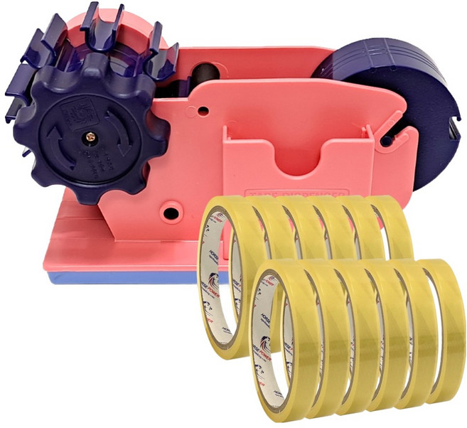 홀스파워 물레방아 테이프 커터기 + 리필 테이프 12p, 분홍, 1세트