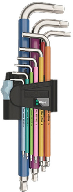 Wera 彩色不鏽鋼六角扳手組 3950 / 9 六角不鏽鋼球頭扳手組 022669, 1個