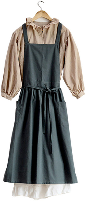 인블룸 방수 린넨 원피스 앞치마, 미드나잇그린, 1개