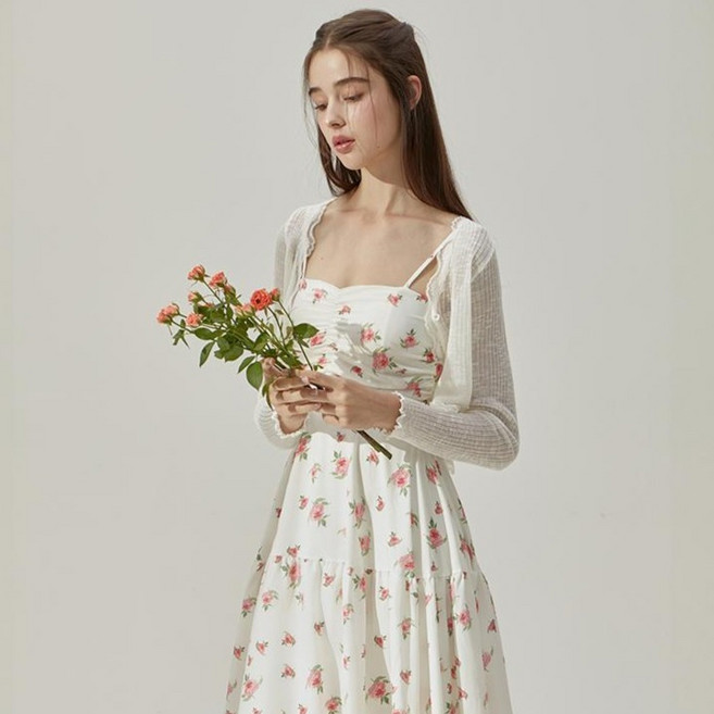 비키니밴더 여성용 릴리안 레이스 원버튼 가디건