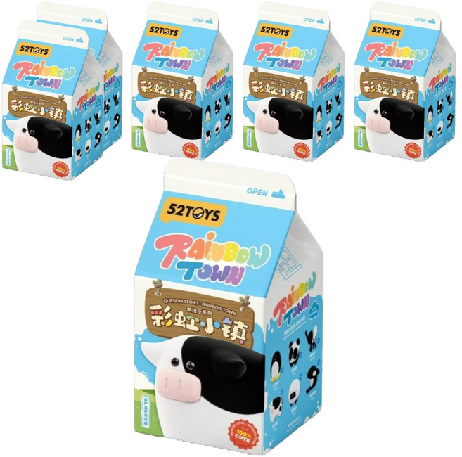 52TOYS 鵲拾樂系列 彩虹小鎮 乳牛色小動物 盲盒6件組, 1套