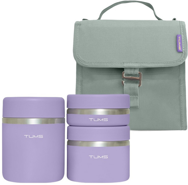 텀스 투고 보온 도시락 3p 세트, 로얄퍼플, 1세트