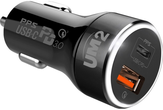 유엠투 C타입 USB 45W PD PPS 차량용 고속충전기, UMCH45, 블랙