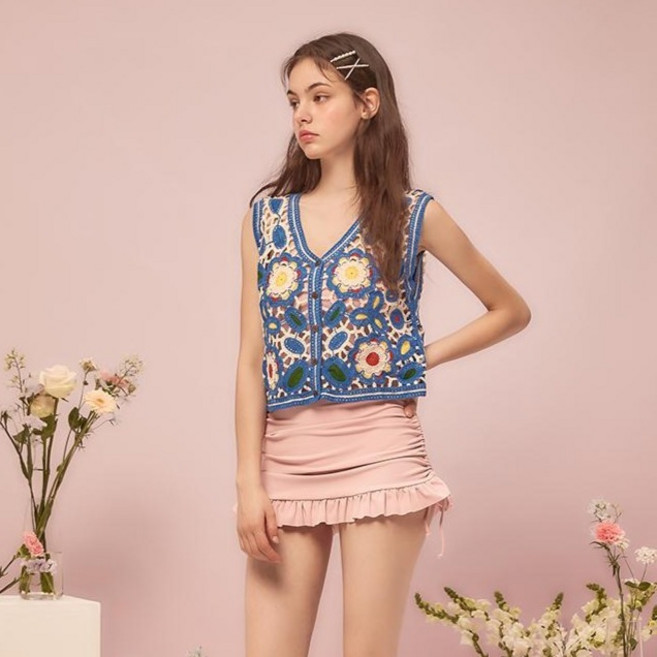 비키니밴더 크로셰 플라워 커버업 베스트