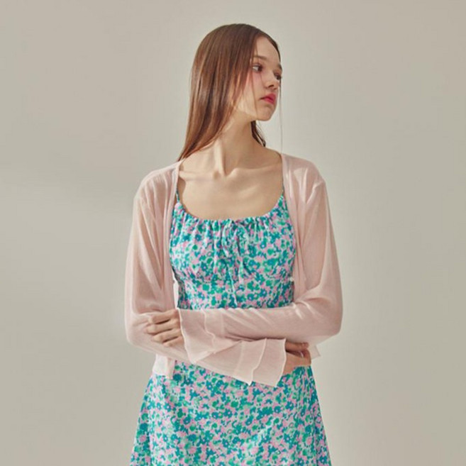 비키니밴더 쉬폰 러플 크롭 오픈 가디건