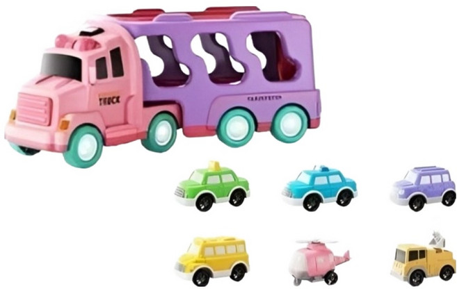 주몬 아동용 캔디카 트럭 + 미니카 5p + 미니헬기 장남감 세트, 1세트, 혼합색상