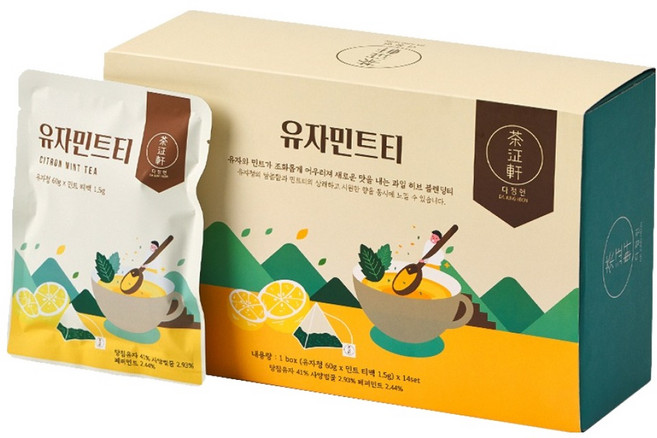 다정헌 유자민트티 과일청 티백, 1.5g, 14개입, 1개