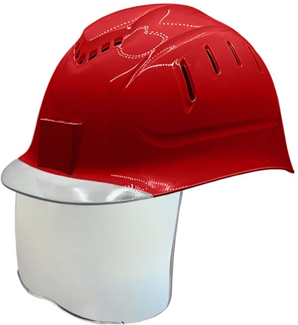 동명 투명창 실버미러보안경 경량통풍모, 레드, 1개