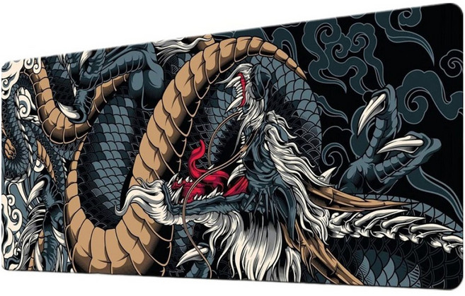 쇼핑닥터 타투 드레곤 대형 게이밍 가정용 논슬립 마우스장패드 300 x 600 x 2 mm, 블레이즈 드래곤, 1개