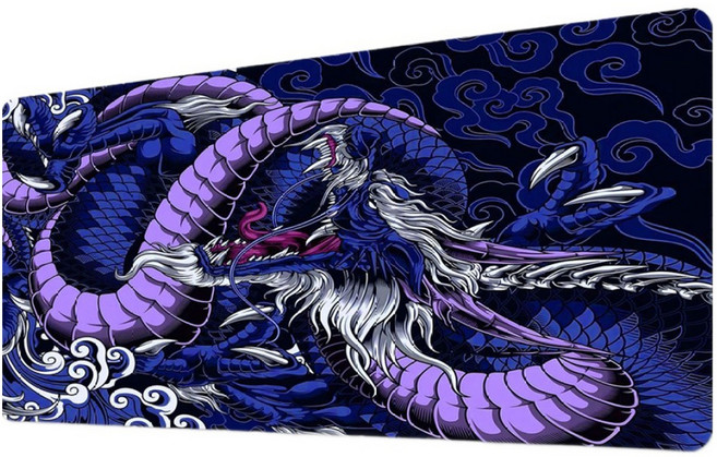 쇼핑닥터 타투 드레곤 대형 게이밍 가정용 논슬립 마우스장패드 300 x 700 x 2 mm, 미드나잇 드래곤, 1개