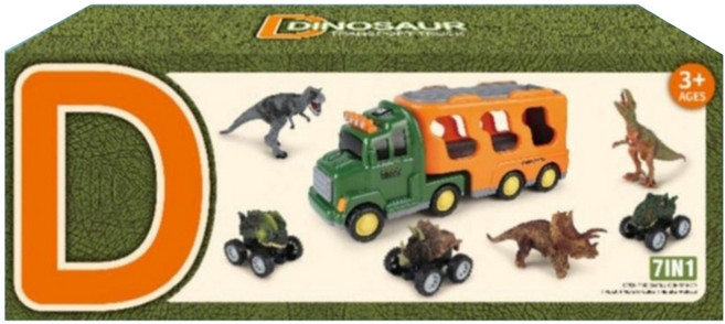 주몬 아동용 공룡 피규어 3p + 트럭 대 + 트럭 미니 3p 장난감 세트, 1세트, 혼합색상