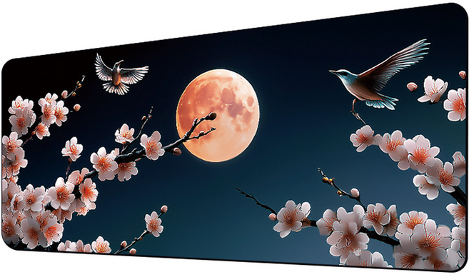Shopping Doctor 櫻花防滑超大型辦公用遊戲用家用滑鼠墊 400 x 900 x 2 mm, 銀河夜櫻, 1個