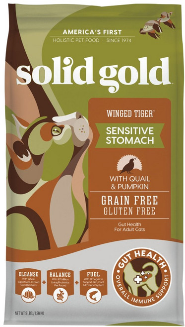 Solid Gold 素力高 成貓 無穀金瓜鵪鶉乾糧, 1.36kg, 1袋, 鵪鶉