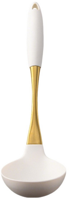 SUNORO 304不鏽鋼矽膠湯勺, 1個, 白金色