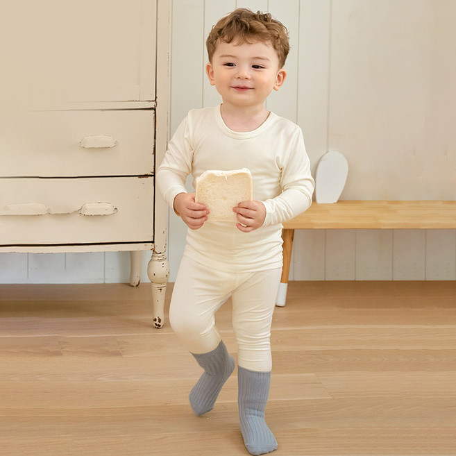 유니프랜드 아동용 피치웜 기모9부 발열 상의 + 하의 세트