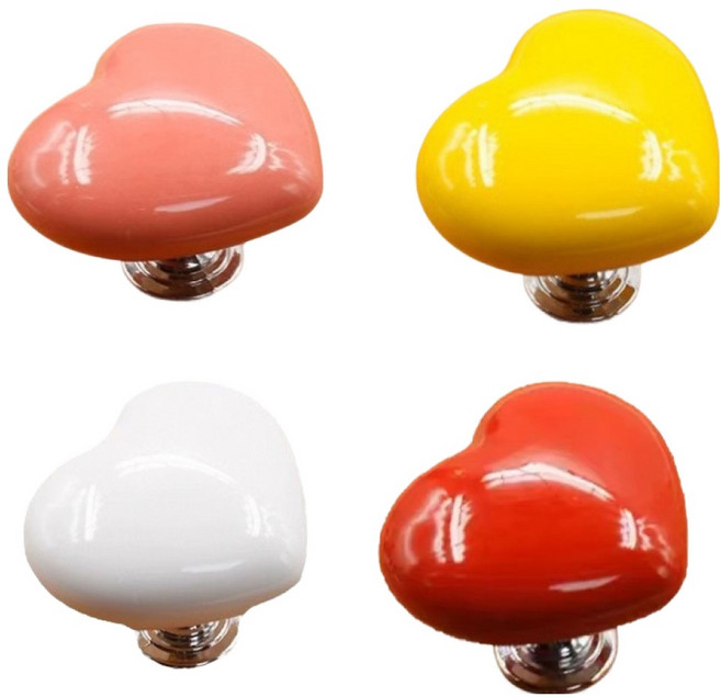 블랙조인 욕실 변기 푸시 버튼 뚜껑 핸들 4종 세트, red, yellow, white, pink