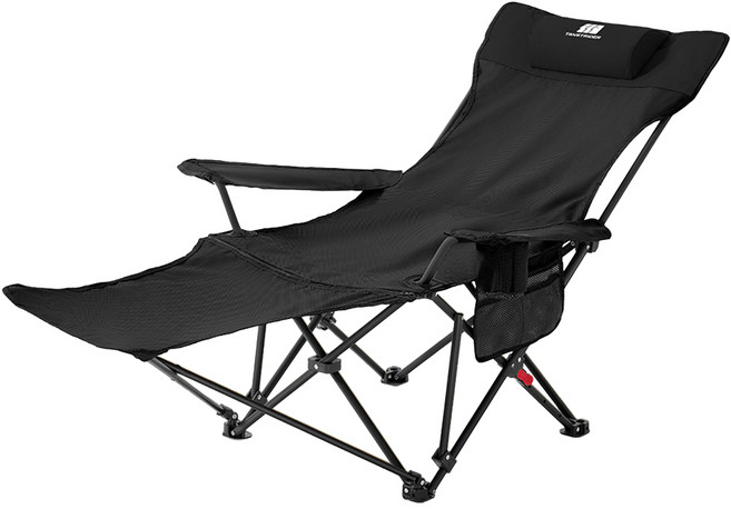 TANSTRIDER 探險者 鋼管單人躺椅 靠背帶腳墊4擋可調節 TXZ-TXCAF34041179, 1個, 黑色