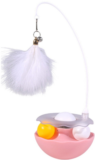 毛皇上 荷包蛋造型逗貓不倒翁, 1個, 粉色