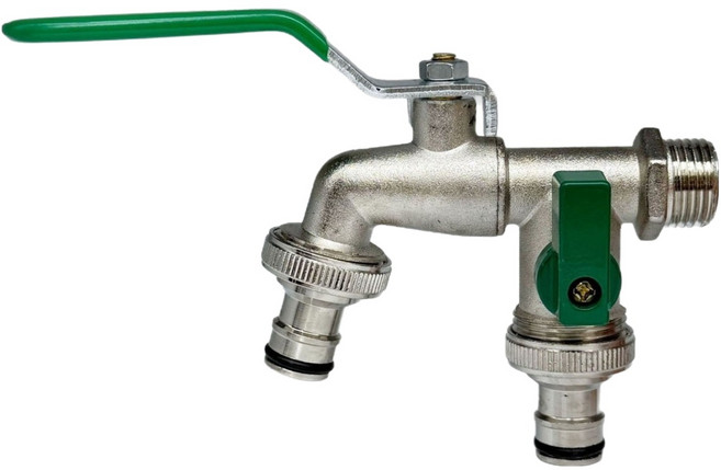 HINBA 정원용 이중 수도꼭지 세탁기형 초록색, 1개