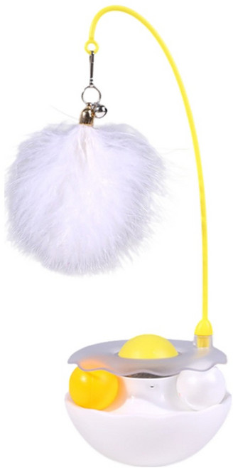 毛皇上 荷包蛋造型逗貓不倒翁, 1個, 白色