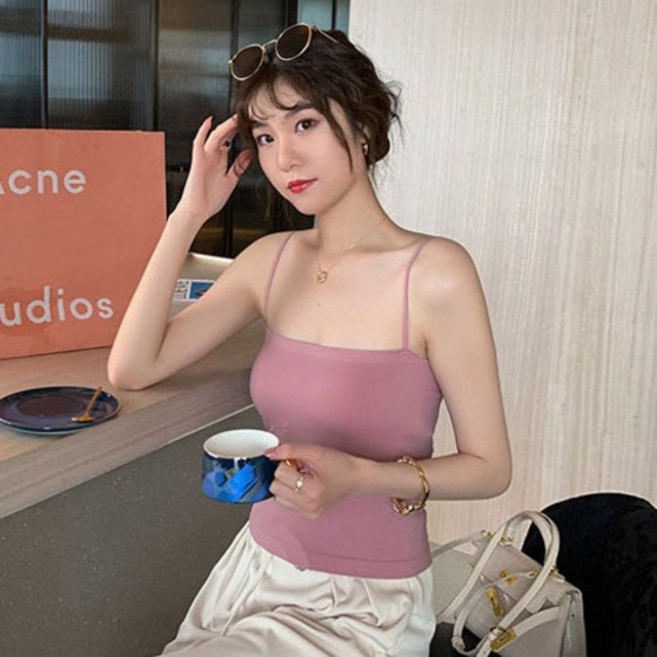 투이스타 브라캡 슬림 크롭 끈 나시