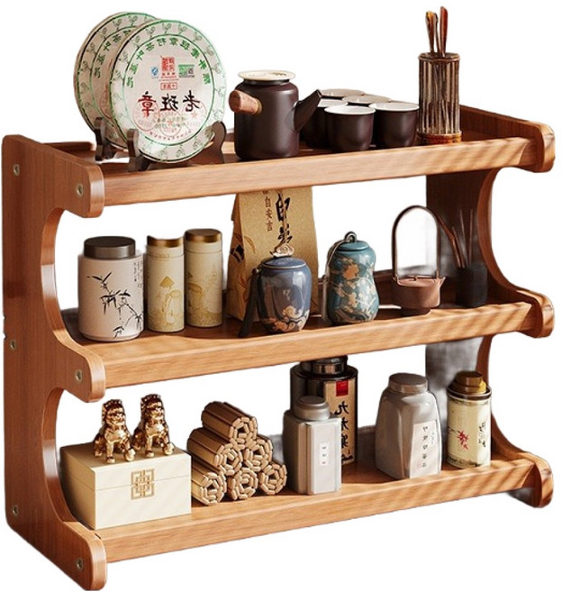 플로리 다층 데스크탑 정리 선반 책장, 02 오크색, 3단