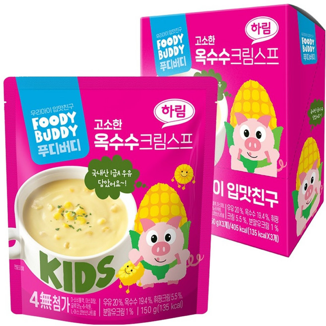 푸디버디 옥수수크림스프, 150g, 3개