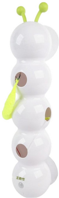 all for paws 毛毛蟲追追樂自嗨解悶玩具智能感應貓咪自動逗貓棒, 白色 +綠色, 1個