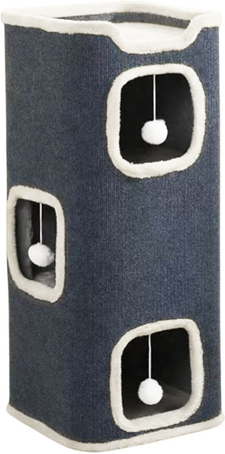 毛皇上 貓樹洞造型貓窩 3層, 1個, 灰色