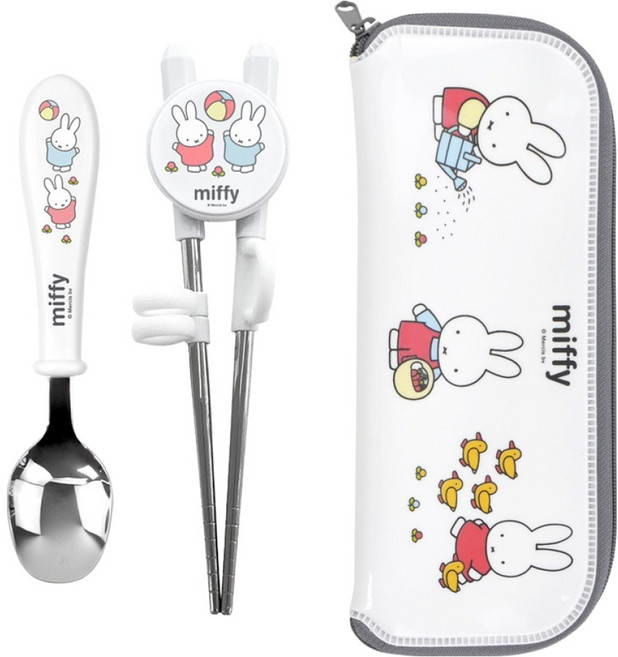 키친유 미피 편한 스텐 수저젓가락 케이스 세트, 혼합색상, 1세트, 수저 + 젓가락 + 수저집