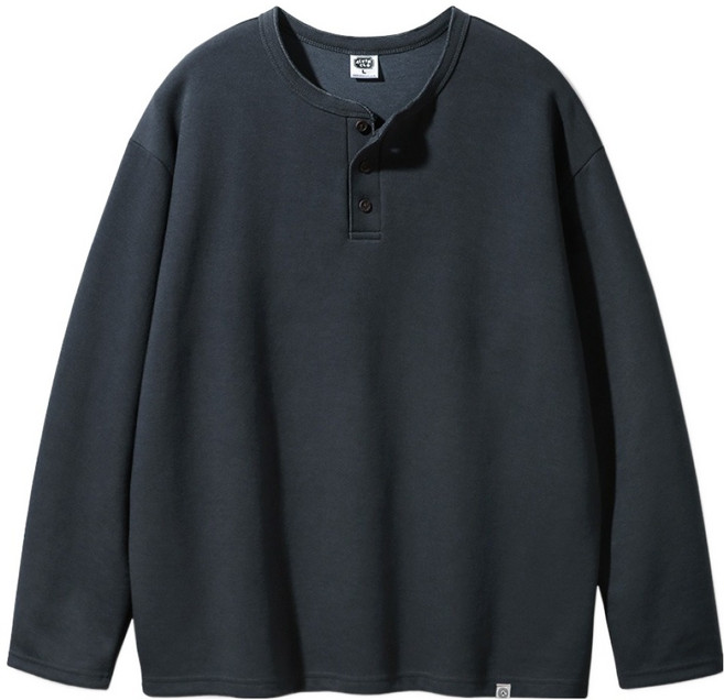 앨빈클로 3버튼 헨리넥 루즈핏 긴팔 티셔츠 AVT945