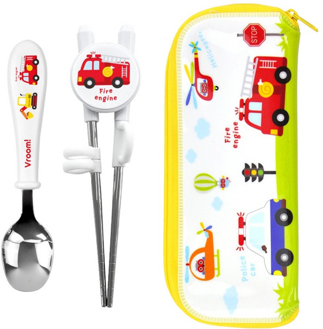 키친유 부릉부릉 편한 스텐 수저젓가락 케이스 세트, 혼합색상, 1세트, 수저 + 젓가락 + 수저집