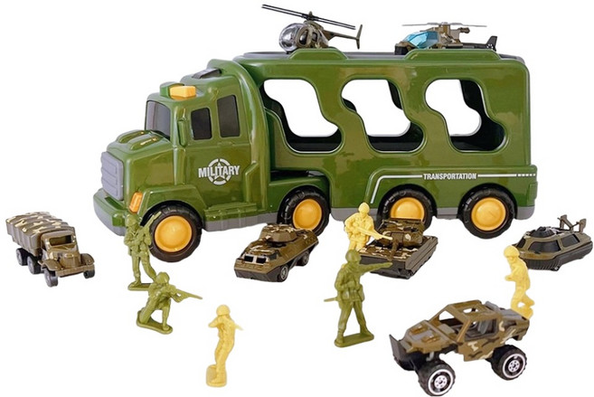 주몬 어린이 군용 자동차 미니카 밀리터리 트럭 완구 세트, 1세트, 그린