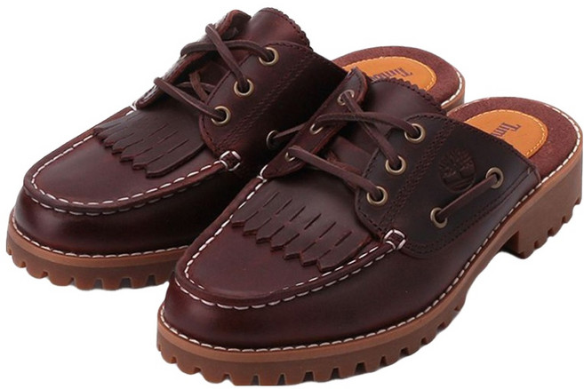 Timberland NOREEN 皮革休閒後空穆勒鞋 A4198EIW, 24.5cm, 紅咖色