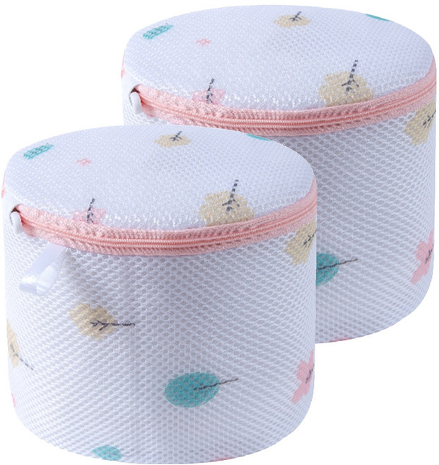 이지딜 속옷전용 손상방지 세탁망 17 x 17 x 15 cm, 원통 나무그림, 2개