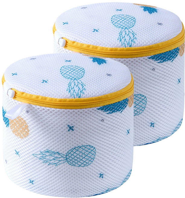 이지딜 속옷전용 손상방지 세탁망 17 x 17 x 15 cm, 원통 옐로우, 2개