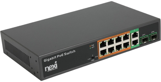 넥시 8 + 2 + 2SFP 포트 기가비트 POE 스위치 NX1237 스위칭허브, NX-POE1008G-V2, 1개