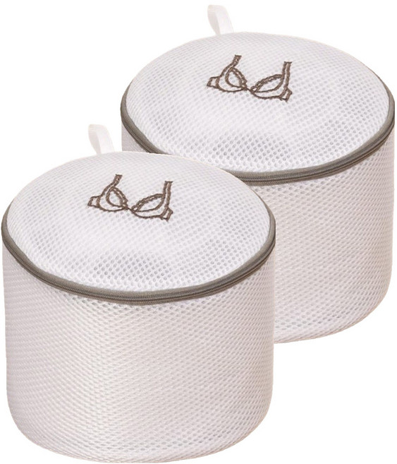 이지딜 속옷전용 손상방지 세탁망 17 x 17 x 15 cm, 화이트 자수, 2개