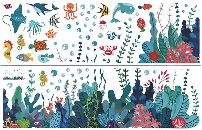 WA. WALL ART PVC無痕設計壁貼 FX-C342, 水族館 多色