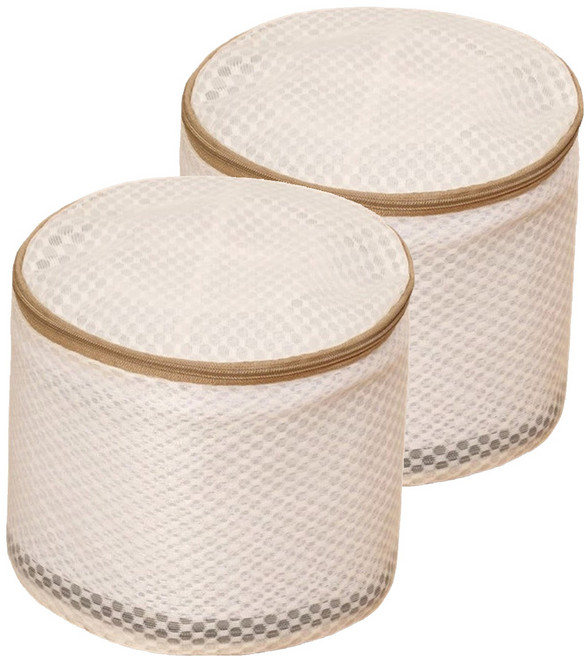 이지딜 속옷전용 손상방지 세탁망 18 x 16 x 16 cm, 베이지 원통, 2개