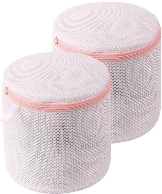 이지딜 속옷전용 손상방지 세탁망 17 x 17 x 15 cm, 원통 핑크, 2개