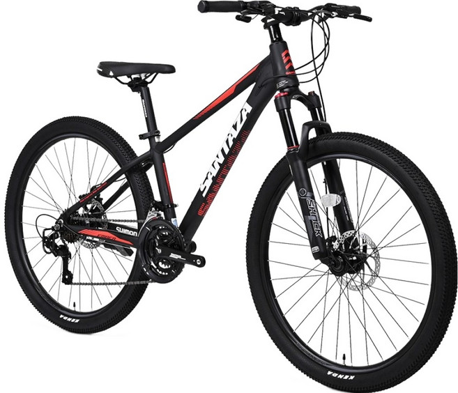 산타자 MTB자전거 앰버1.0 26 시마노21단 기계식디스크 방문설치, 매트블랙레드, 1개, 180cm