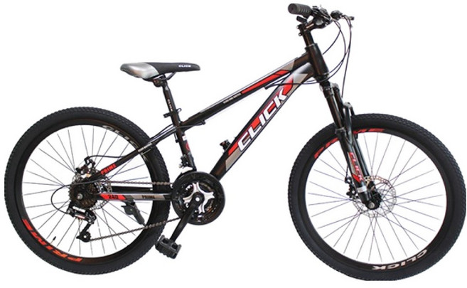 클릭 프라임24D MTB 스틸 디스크 브레이크 14kg 신장 150~160cm 방문설치, 블랙레드, 160cm, 1개