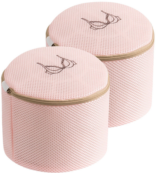 이지딜 속옷전용 손상방지 세탁망 17 x 17 x 15 cm, 원통 벚꽃핑크, 2개