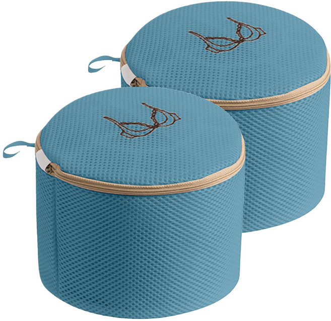 이지딜 속옷전용 손상방지 세탁망 17 x 17 x 15 cm, 원통 딥불루, 2개