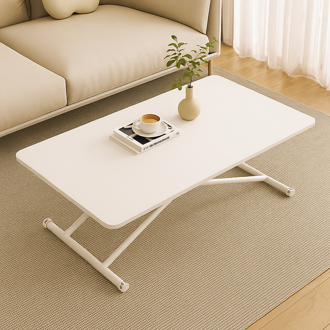 오브민 LPM 높이조절 접이식 다용도 식탁 거실 리프트 테이블 1000, 화이트